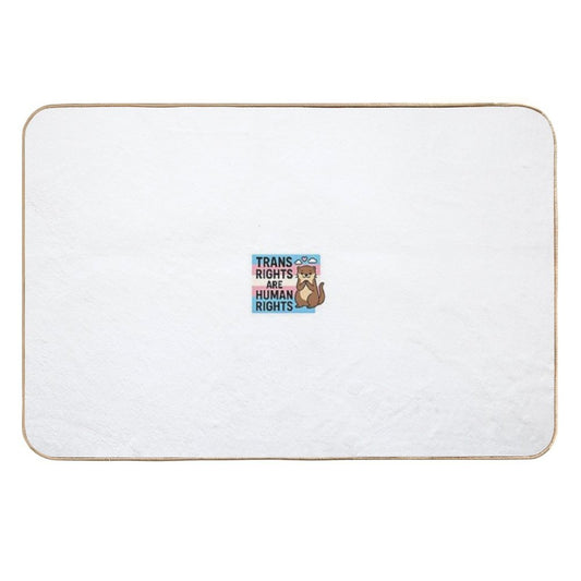 Trans Rights Are Human Rights – Otter Pride Sticker  Non-Slip Bath Mat