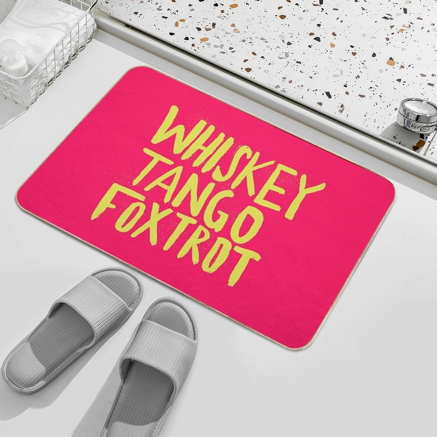 Whiskey Tango Foxtrot - Color Edition Easy Maintenance Bath Mat
