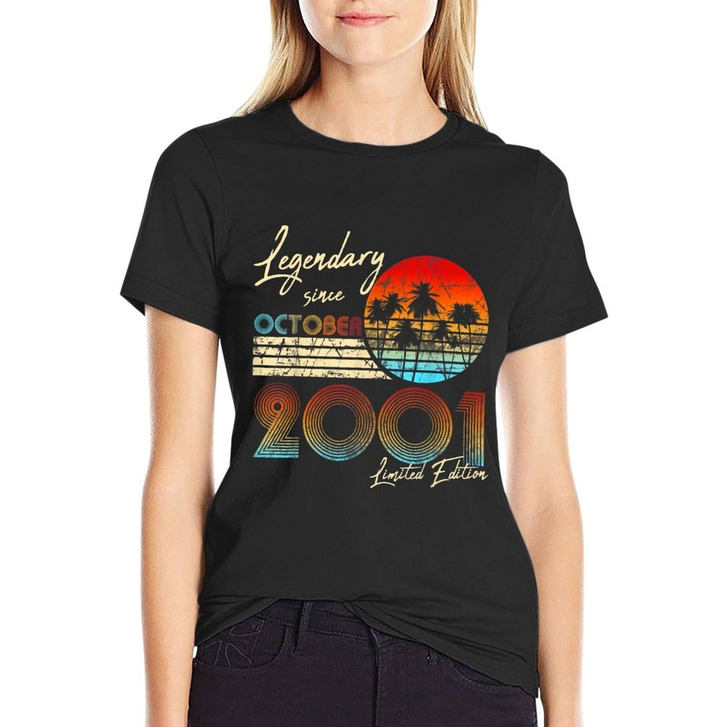 Legendary Since Bday October 2001 Vintage 20Th Birthday  Oversized Silhouette T-Shirt