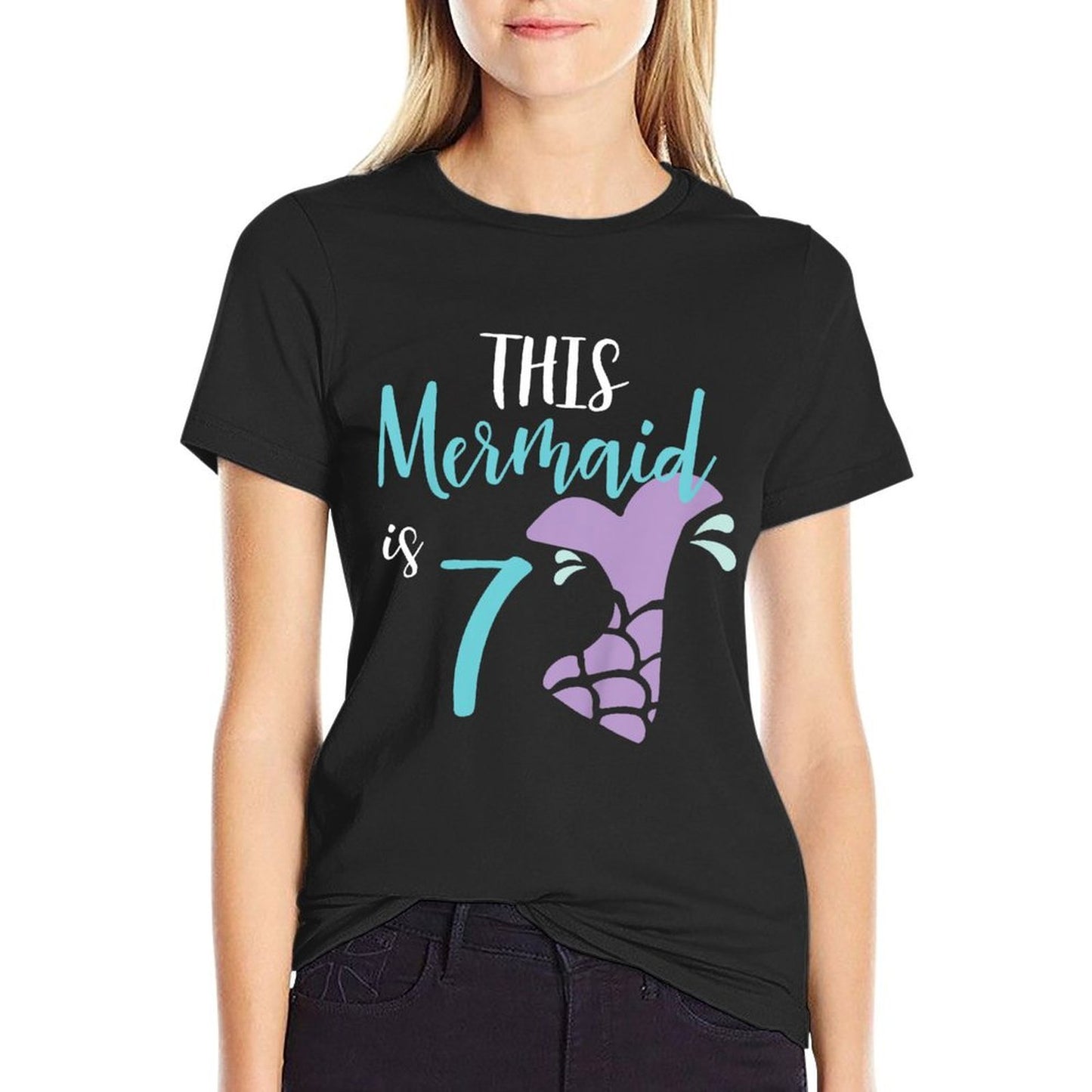 Kids Birthday Girl Mermaid, Seven Year Old Birthday Gift Comfortable T-Shirt