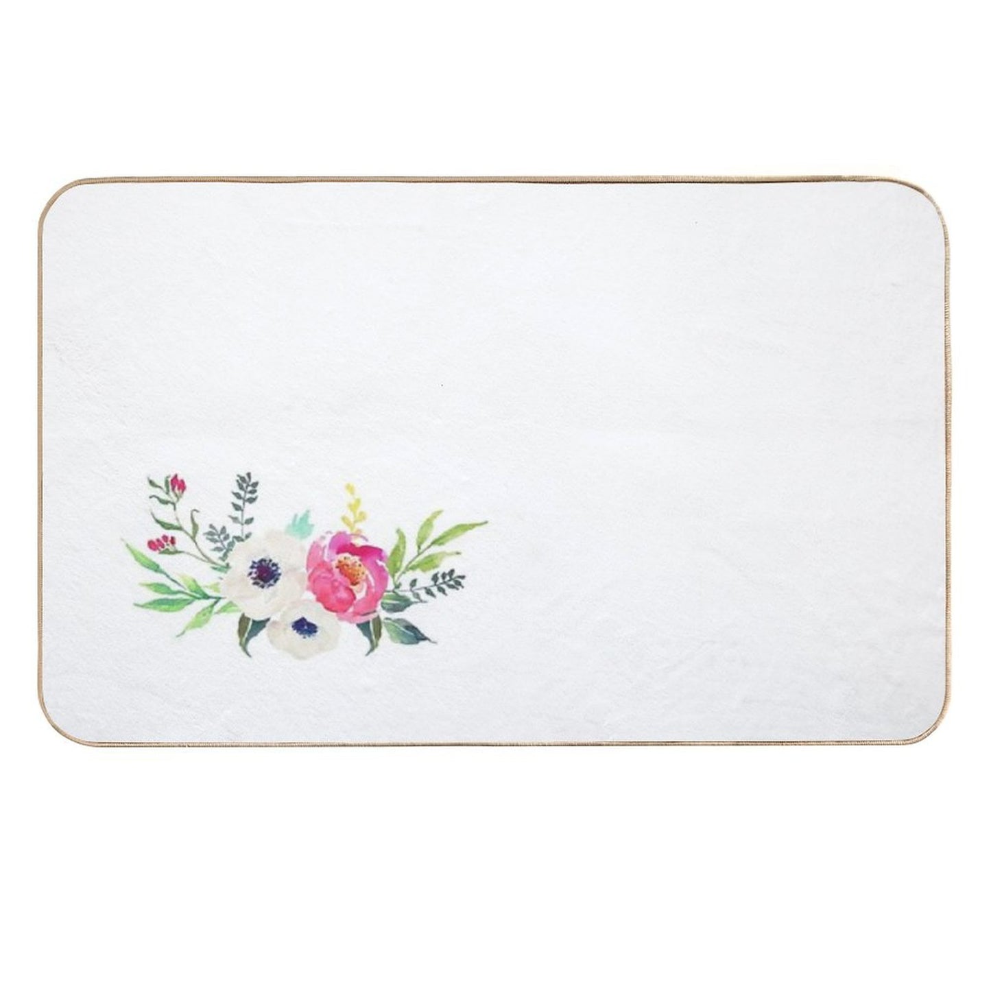 Anemone Peony Watercolor Bouquet High-Traffic Bath Mat