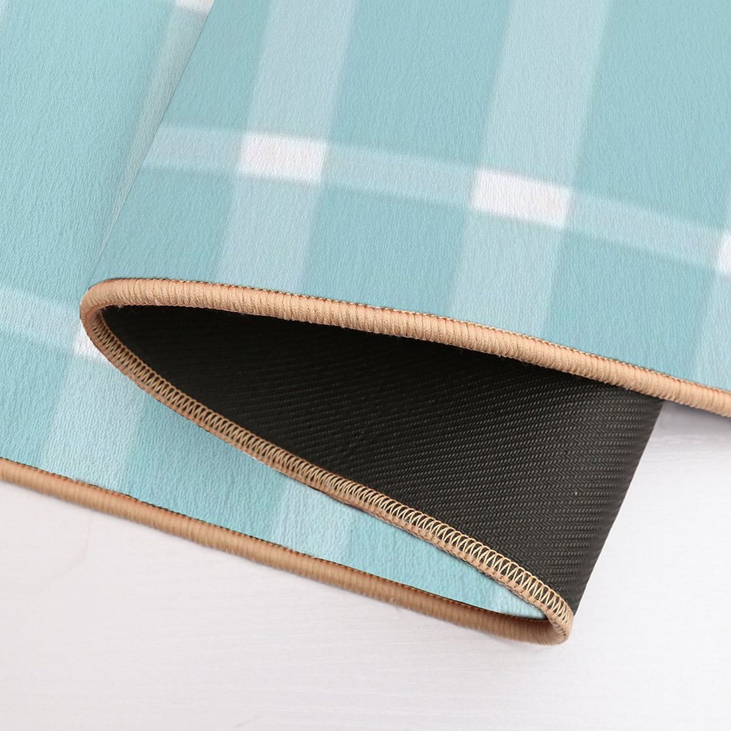 Blue Gingham Stain-Proof Bath Mat
