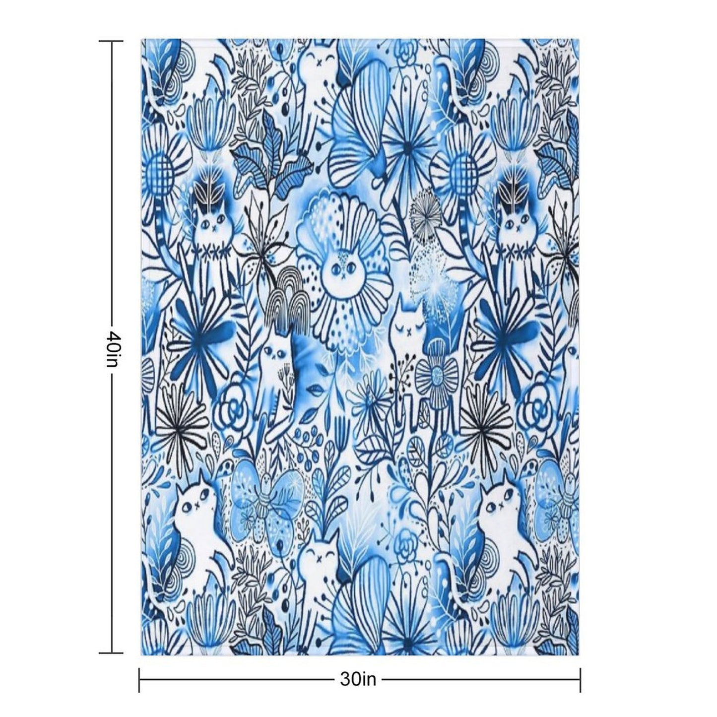 Watercolor Cats And Flowers Multi-functional Throw Blanket