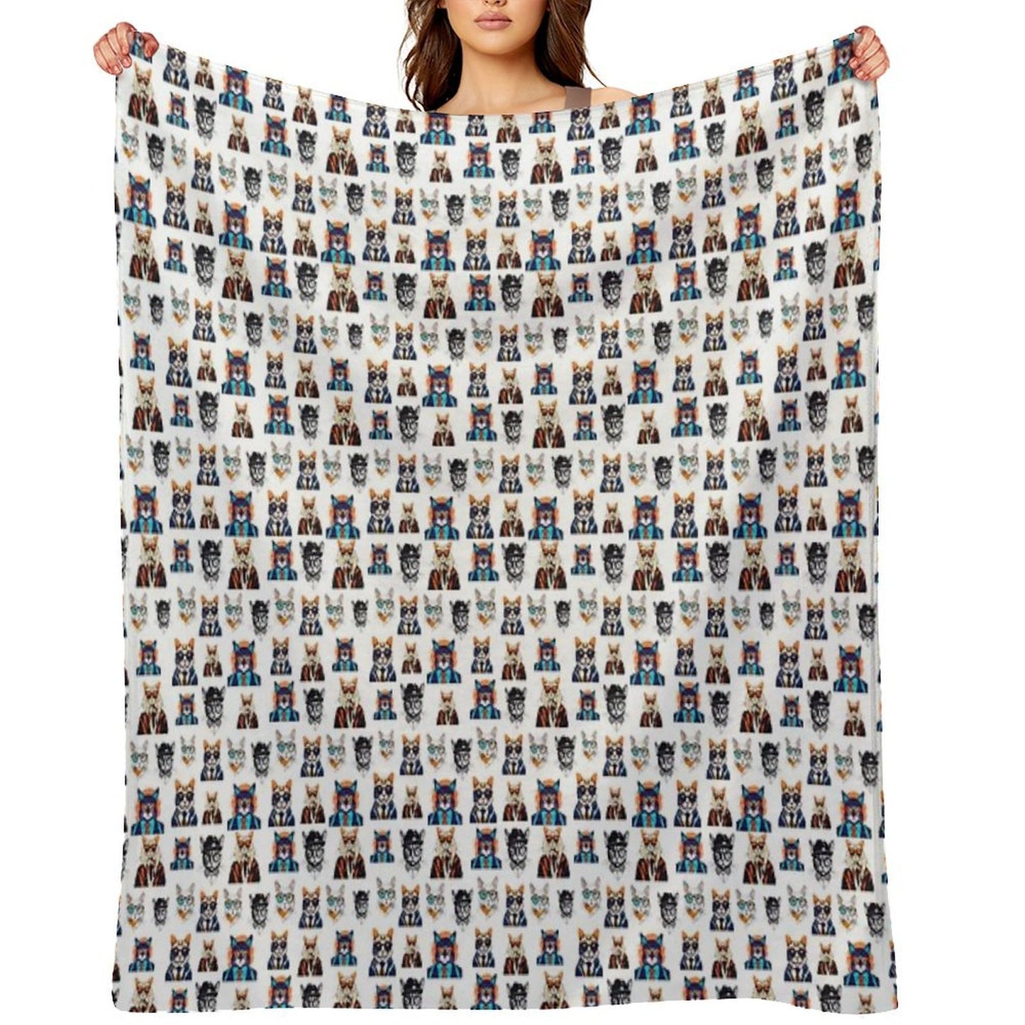 Cool Cat Chronicles Pattern 4 Plush Throw Blanket