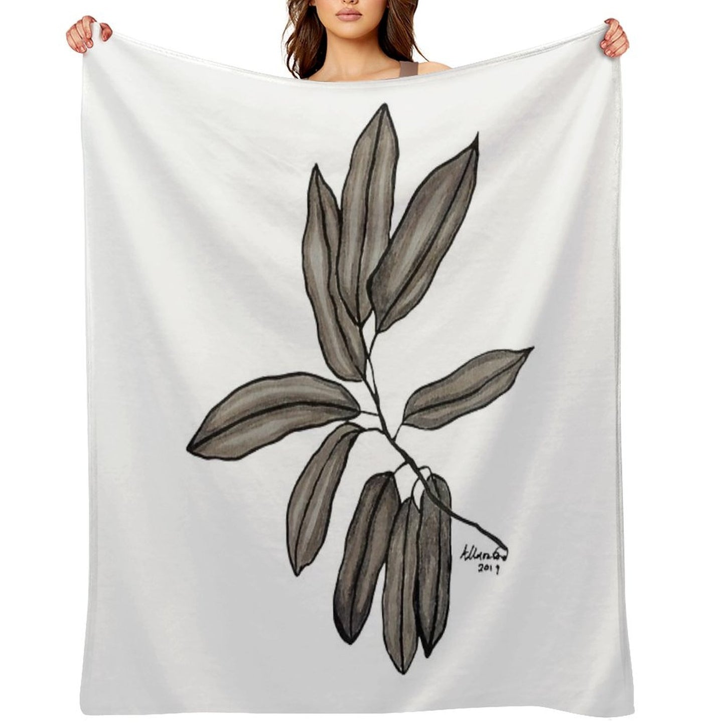 Quiet Willow Leaves, 2019 Eco-conscious Throw Blanket
