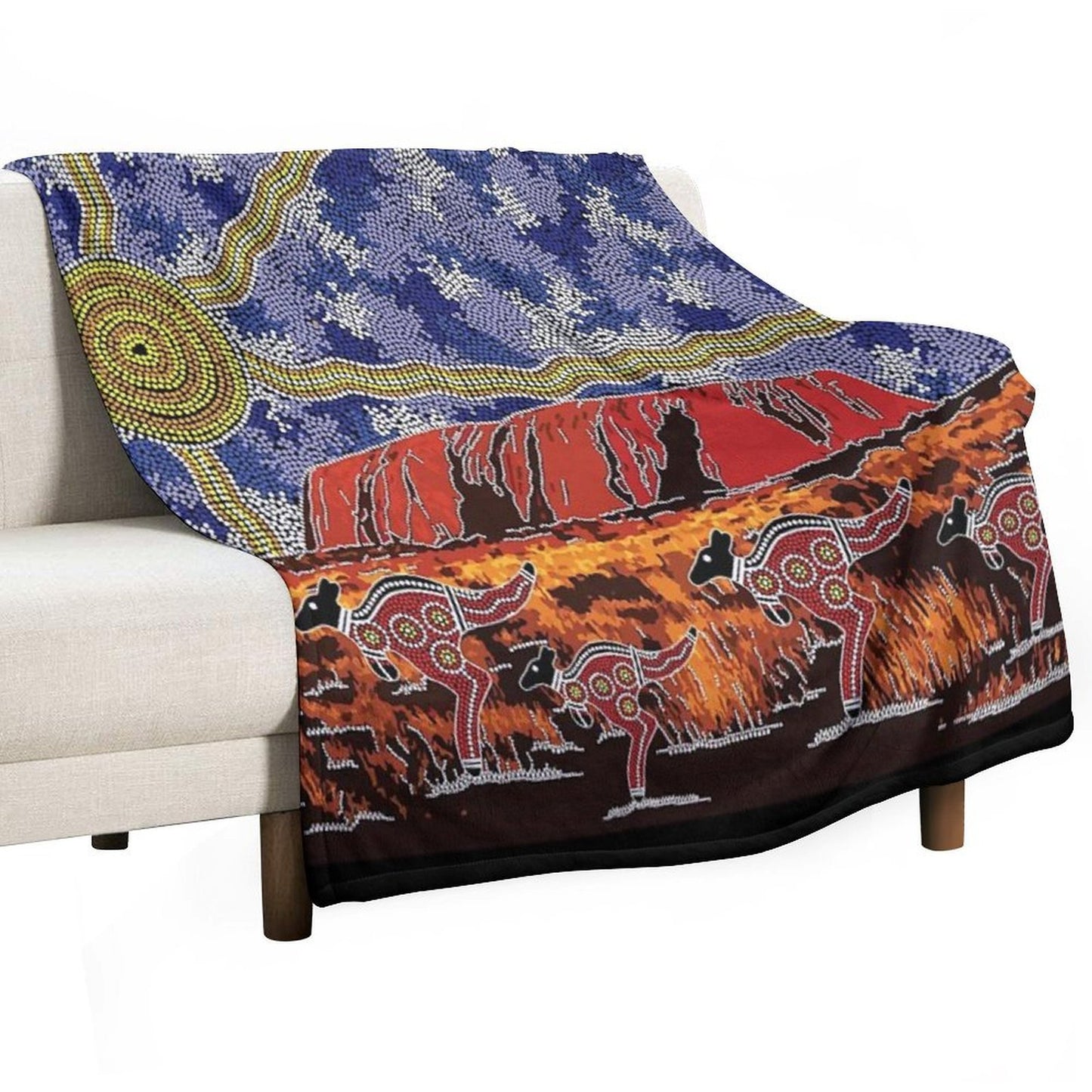 Authentic Aboriginal Art - Uluru Sky All-season Throw Blanket