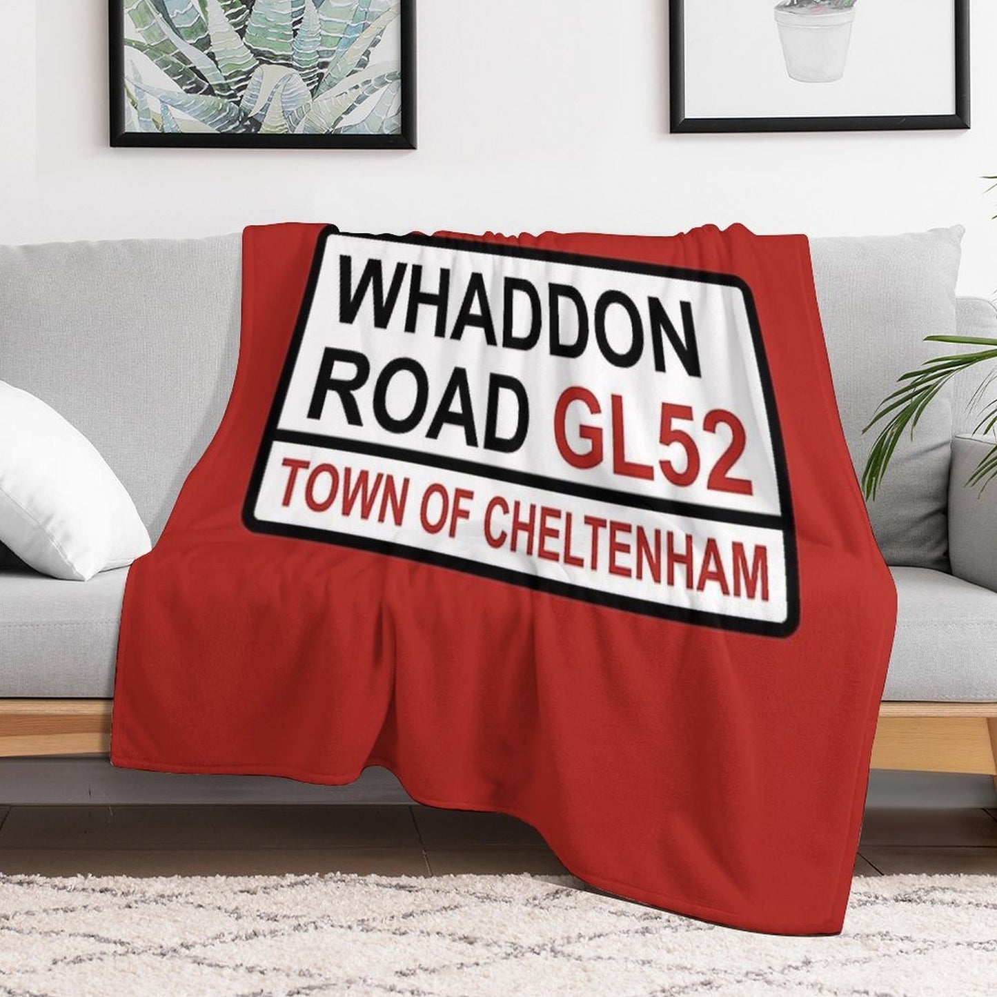 Cheltenham Town Whaddon Road Iconic Street Sign Premium Throw Blanket