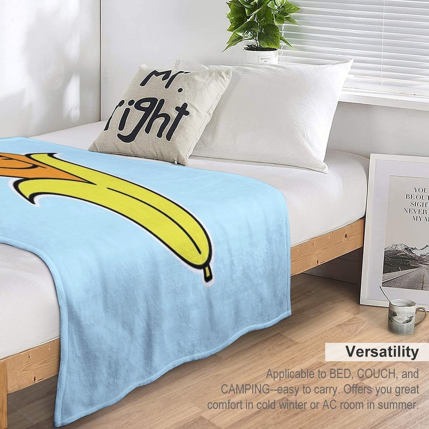 Funny Carrot in Banana Peel - Adorable Kawaii Fruit Character Multi-functional Throw Blanket