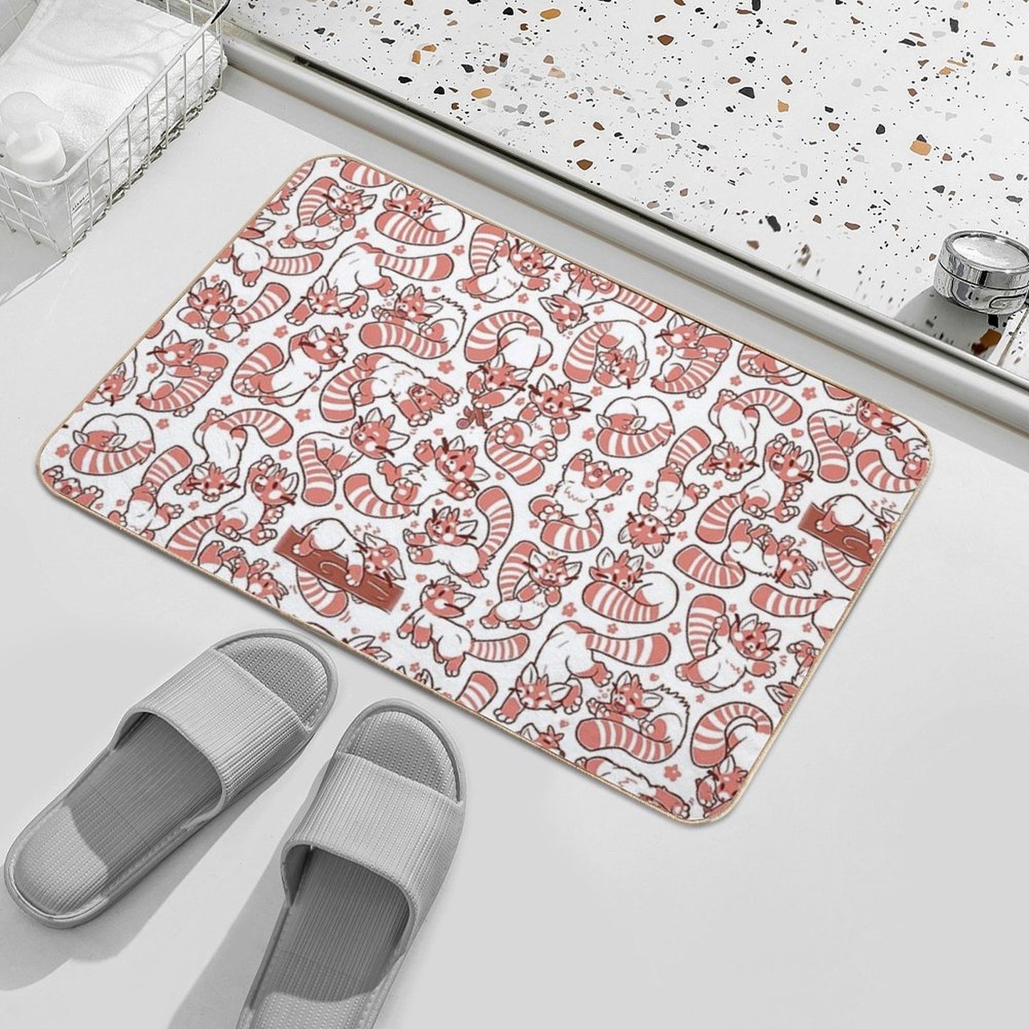 Red Panda All over Pattern Spread Slip-Resistant Bath Mat
