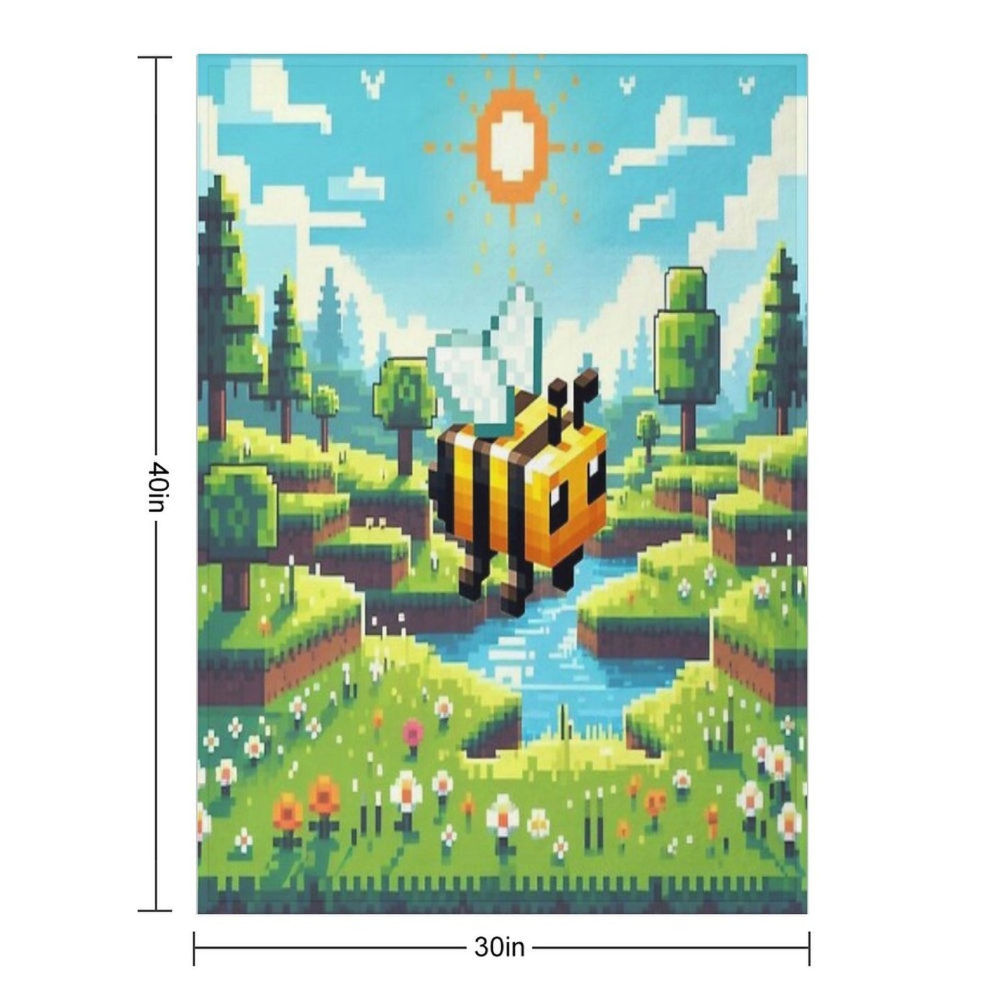 Pixelated Bee Design Anti-pilling Throw Blanket
