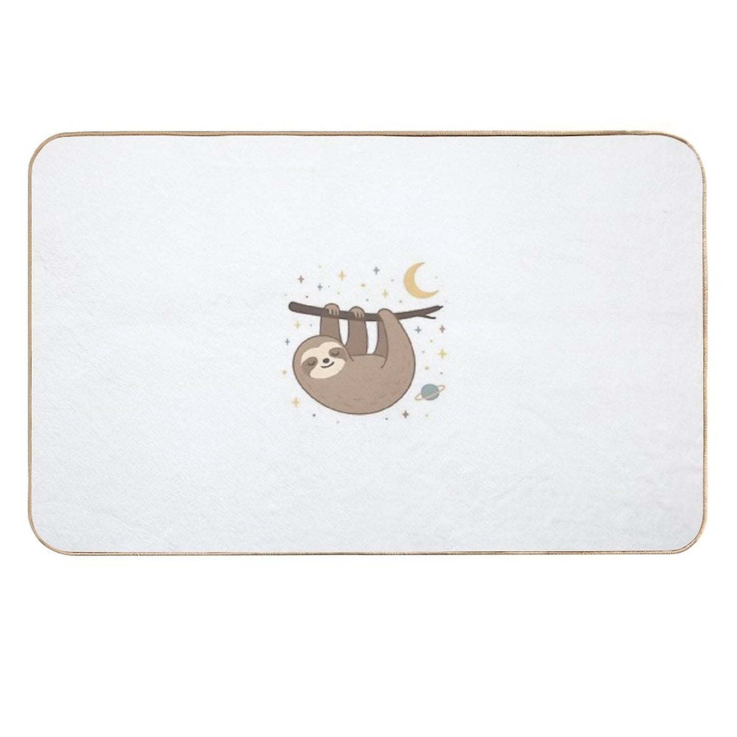 Cosmic Sloth – Sleepy Sloth Hanging in Space Fade-Resistant Bath Mat