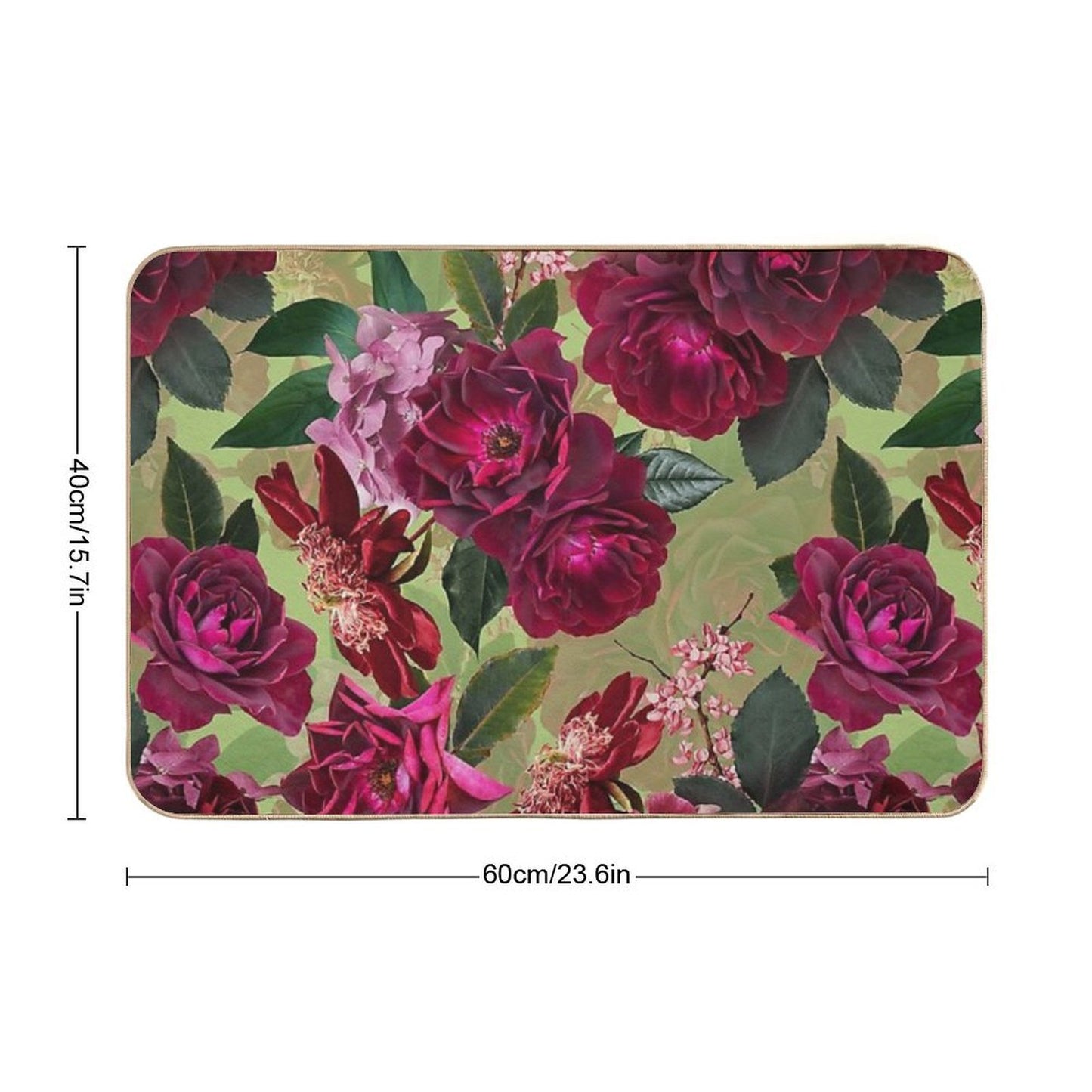 Antique Green Botanical Flower Rose Botanical Garden Nightgarden Slip-Resistant Bath Mat