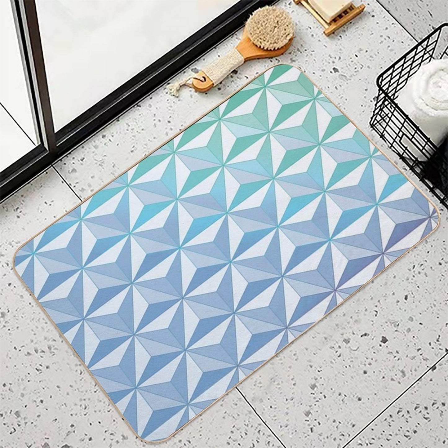 Geodesic Sphere, Blue Pet-Safe Bath Mat