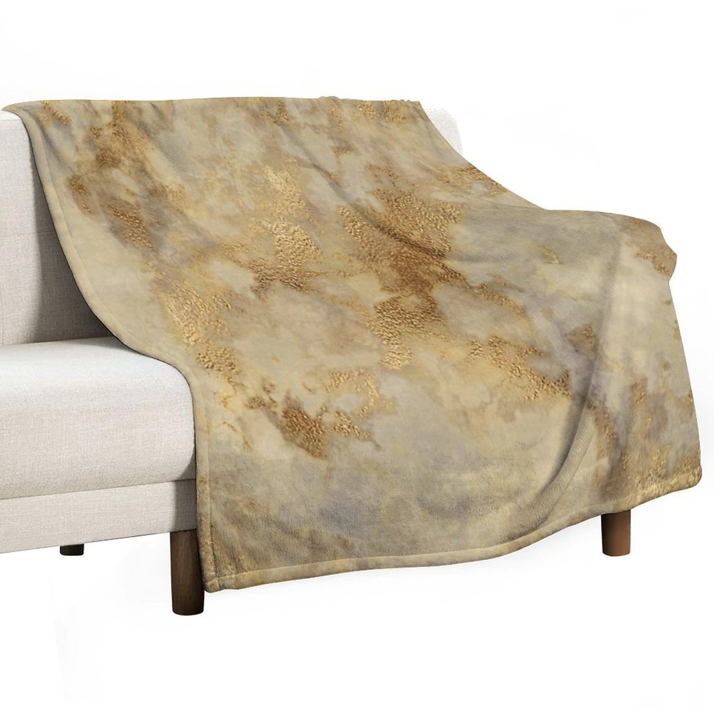 Gold Metallic Marble Texture – Elegant Abstract Beige & Gold Pattern Compact Throw Blanket