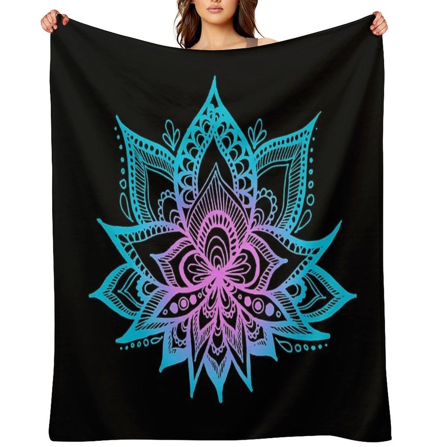 Pastel Vibes Lotus Flower Lightweight Throw Blanket