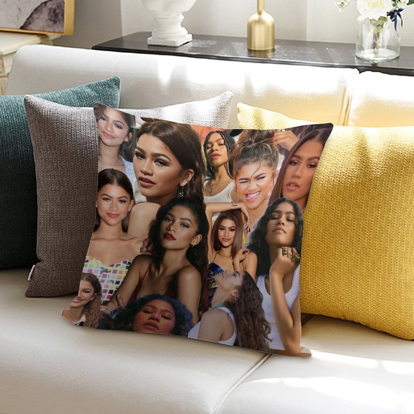Zendaya Collage Soft Luxury Feel Throw Pillow
