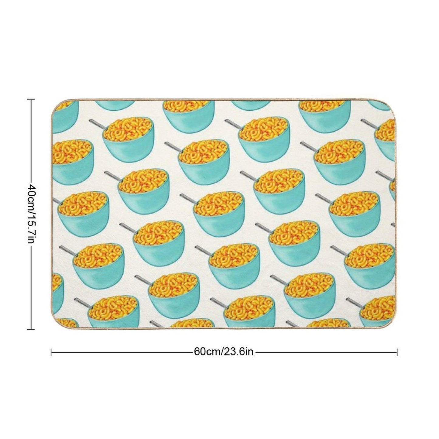 Mac & Cheese Pattern - White Fade-Resistant Bath Mat