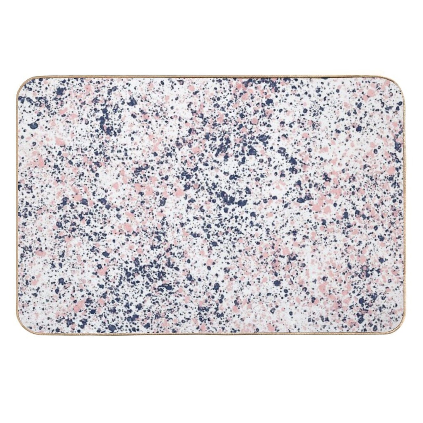 Navy Blue And Blush Pink Ink Spatter on White Fade-Resistant Bath Mat