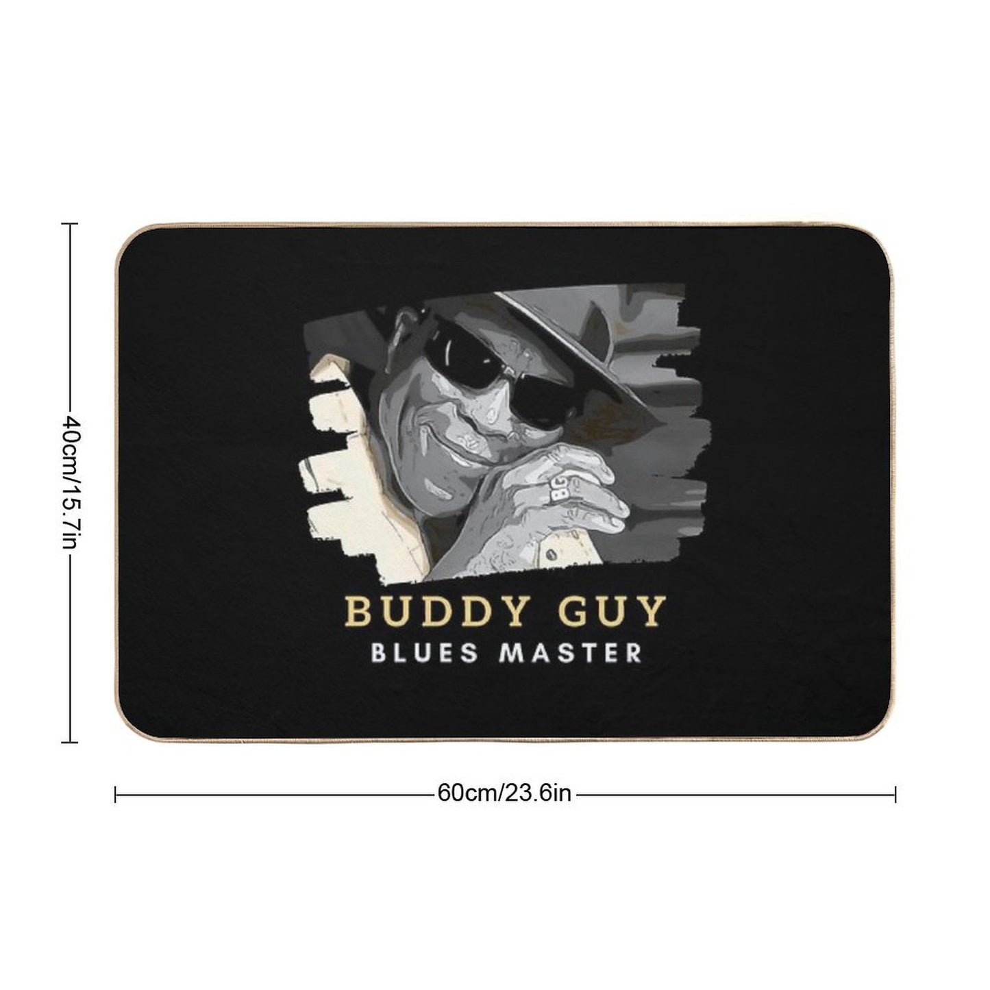 Buddy Guy Blues Master Gold And White Text with Graphic Repositionable Bath Mat