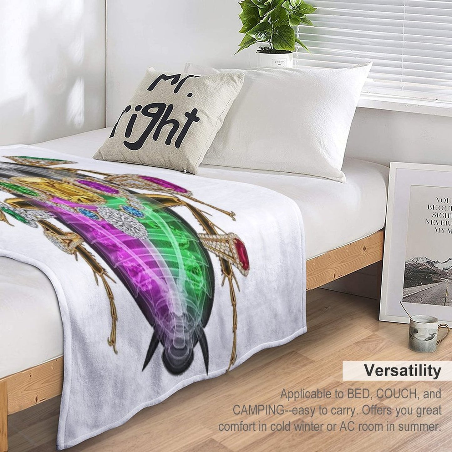 Skeleton Cockroach with Diamonds And Jewels Eco-conscious Throw Blanket