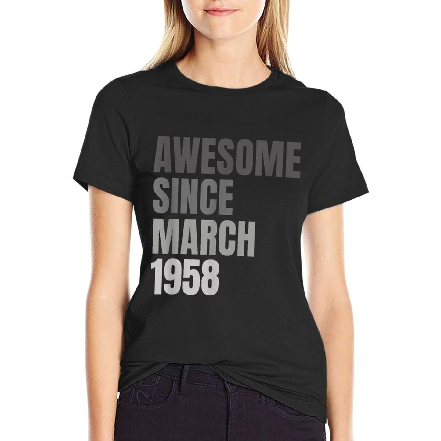 Awesome Since March 1958 Vintage 1958 March 65th Birthday Graphic-printed T-Shirt
