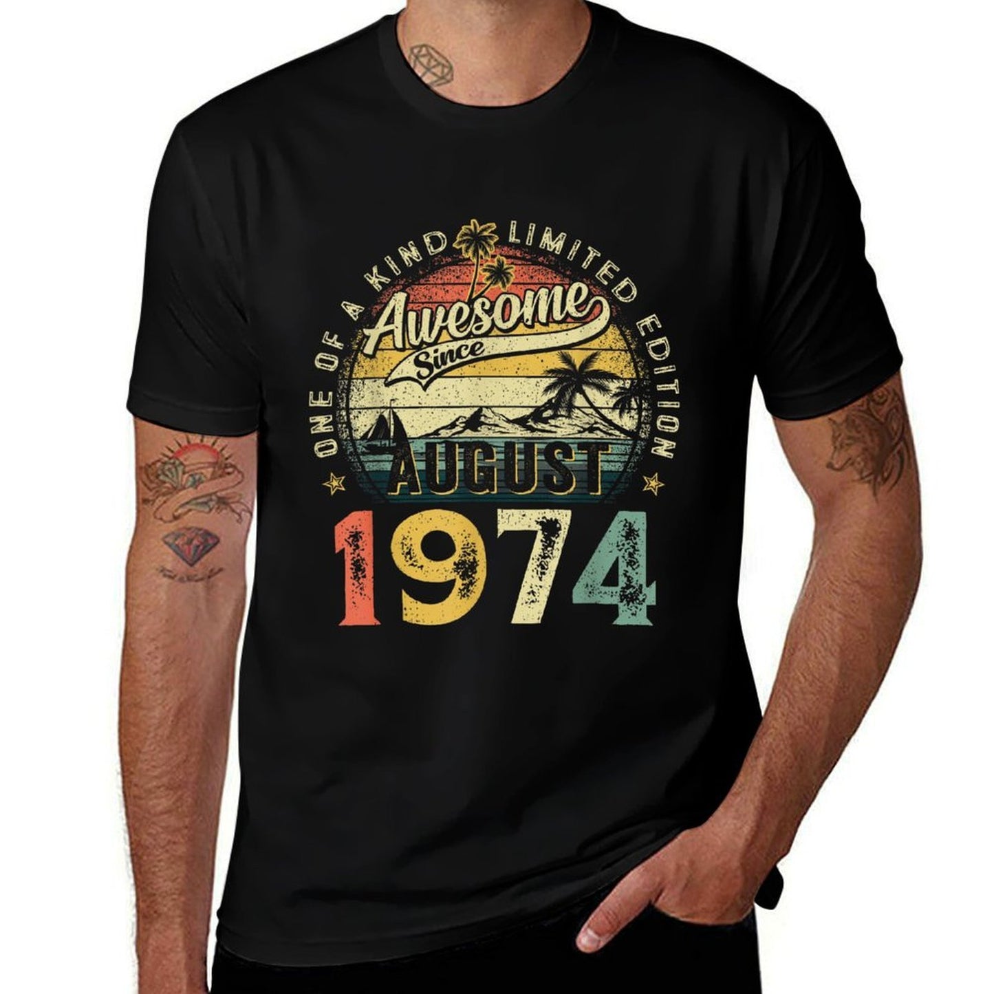 Retro 50 Years Old August 1974 Vintage 50th Birthday Men Dad Odor-resistant T-Shirt