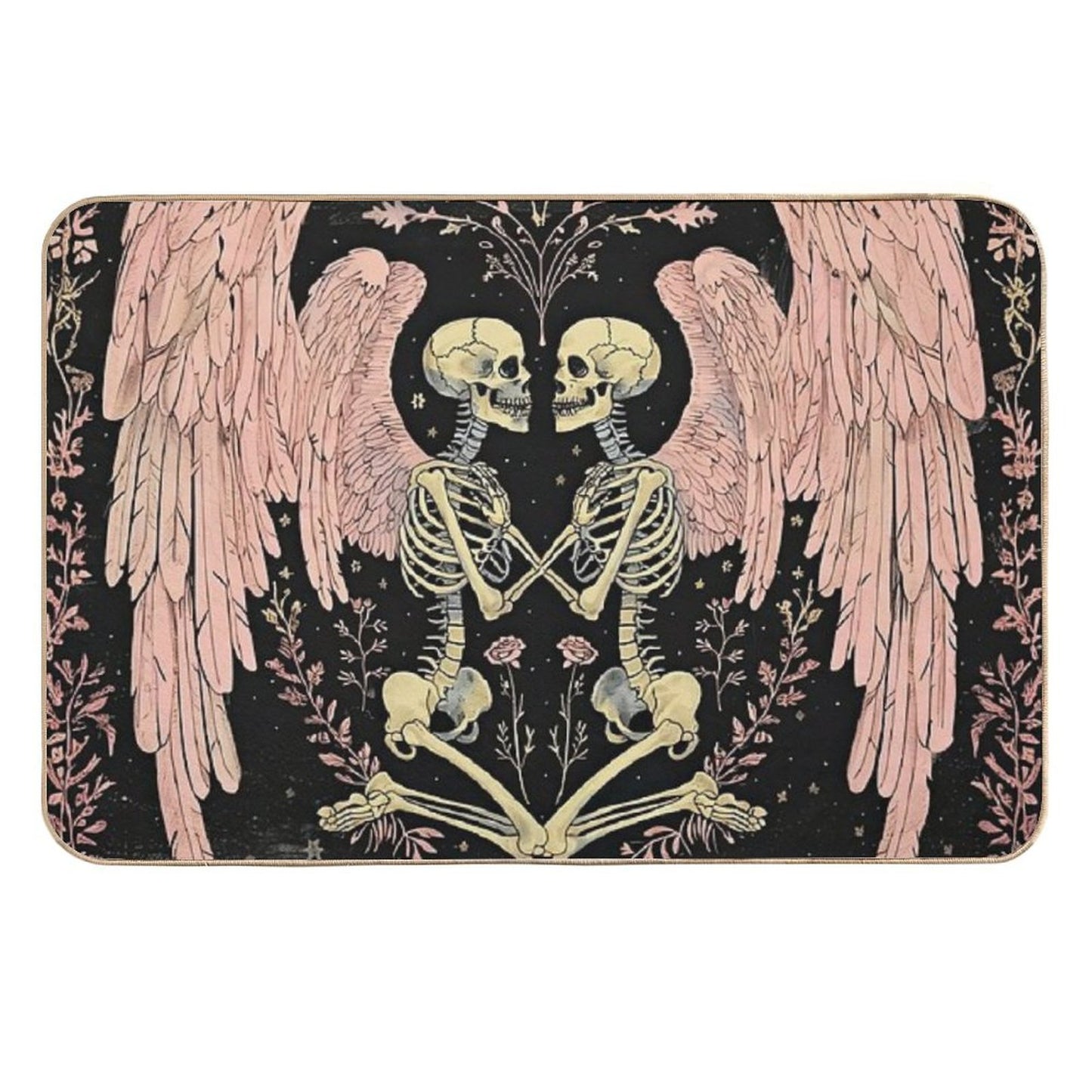 Pink Skeleton Angels And Roses Durable Bath Mat
