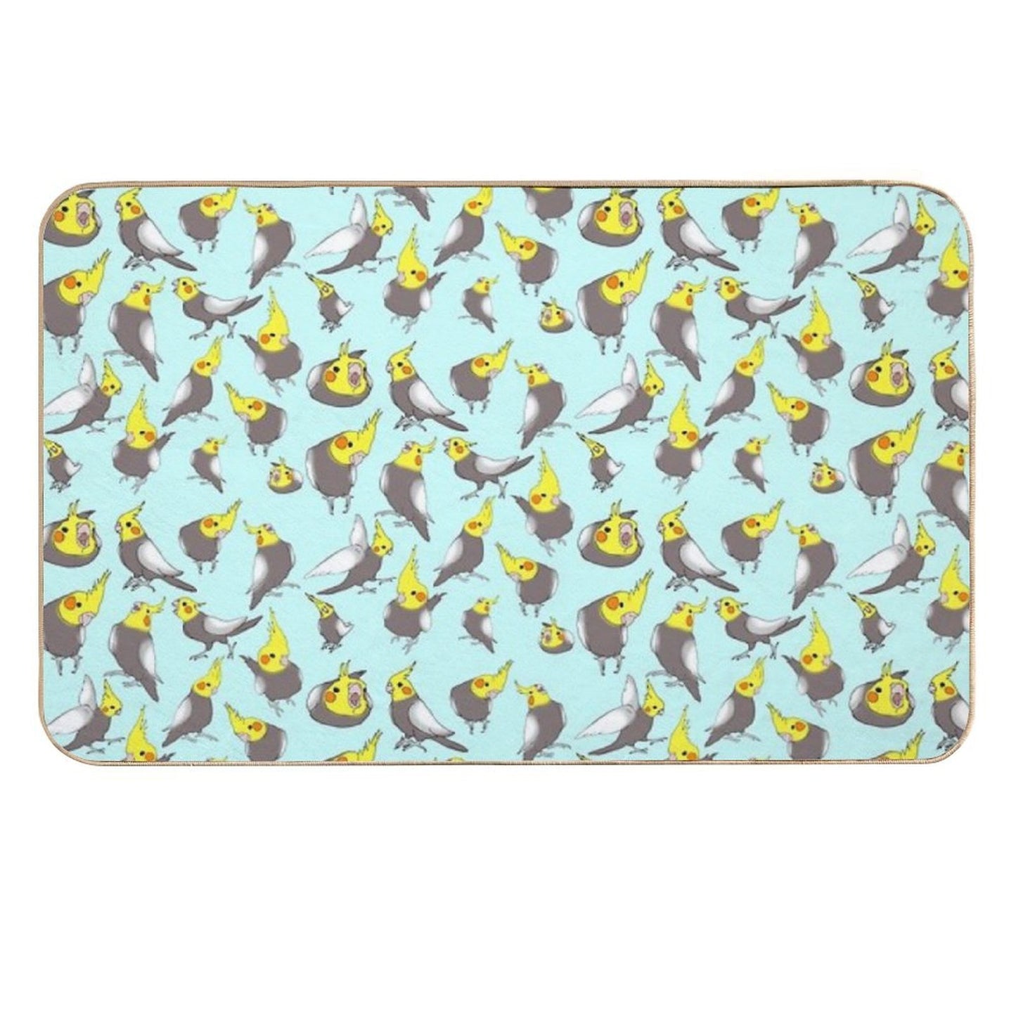 Cockatiel Doodle Pattern Eco-Friendly Bath Mat