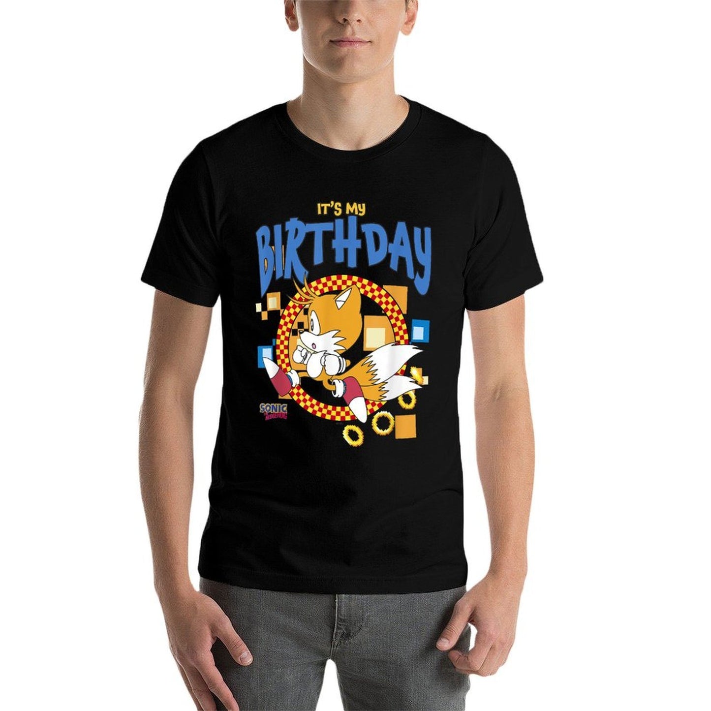 Sonic The Hedgehog Birthday It's My B-Day Tails  Slim-fit Cut T-Shirt