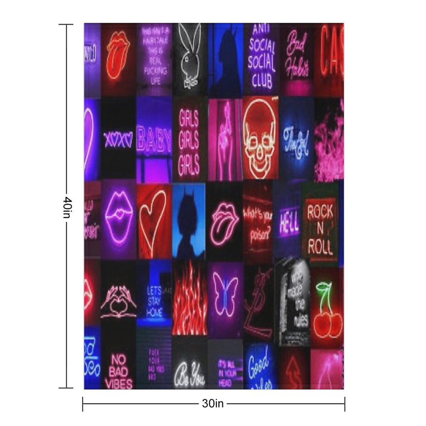 Rainbow Neon Collage Durable Throw Blanket