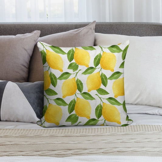 Watercolor Lemon Pattern Soft Anti-Pilling Throw Pillow