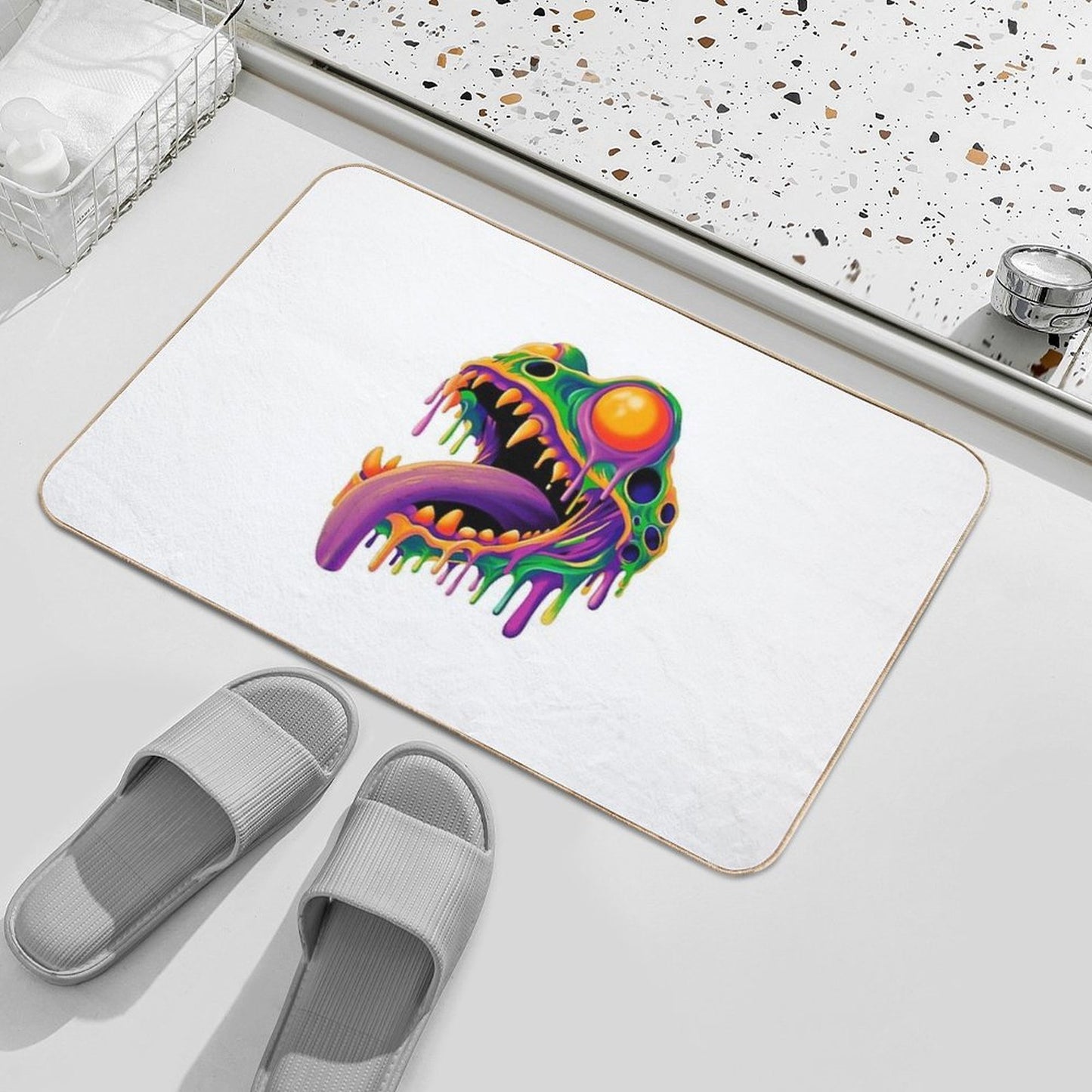 Psychadelic Frog Dripping Easy Maintenance Bath Mat