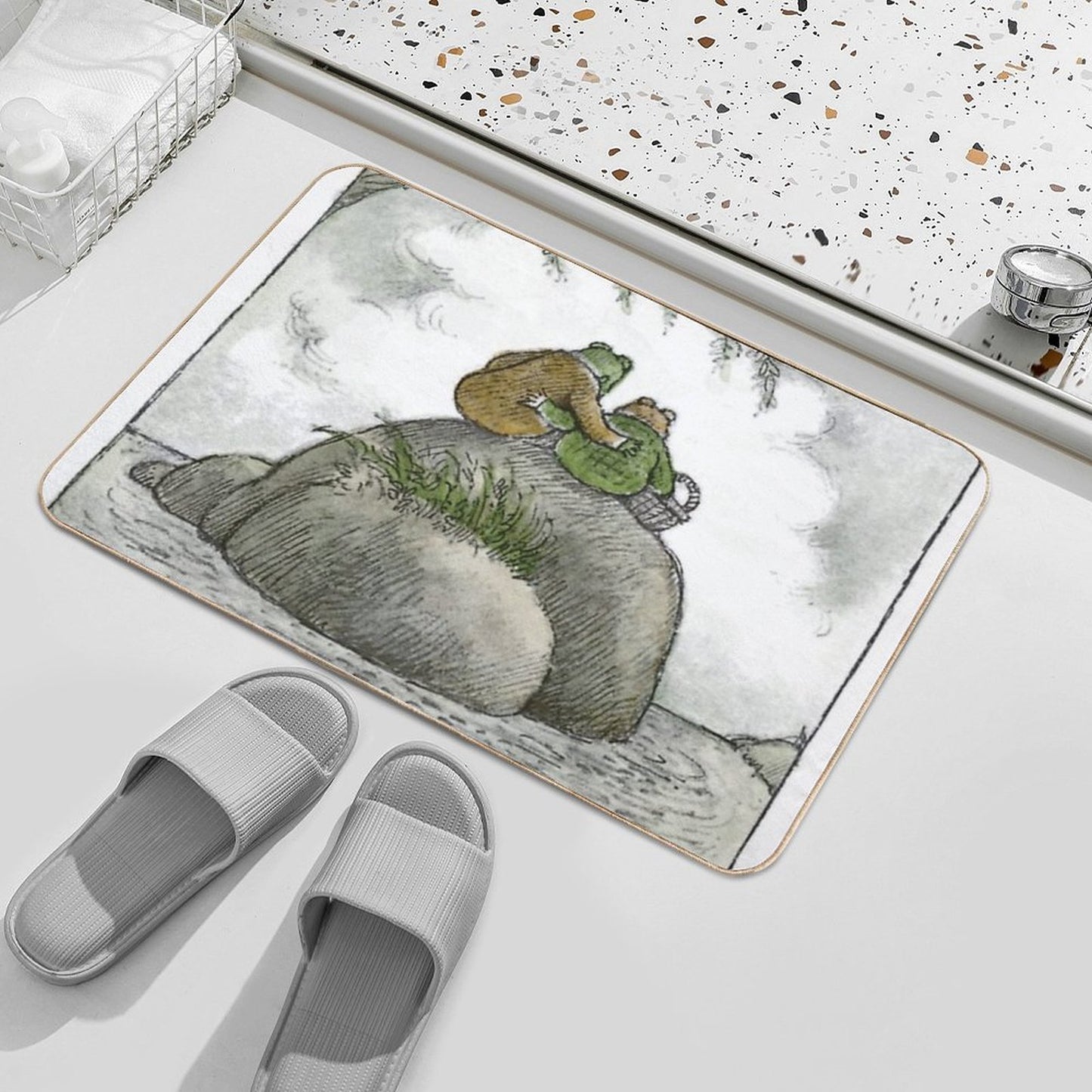 Frog And Toad on The Water Repositionable Bath Mat