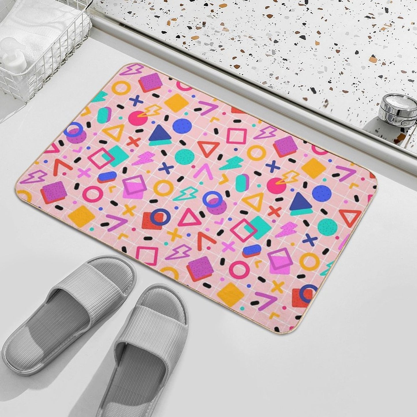 Retro Bright Memphis Pattern Odorless Bath Mat
