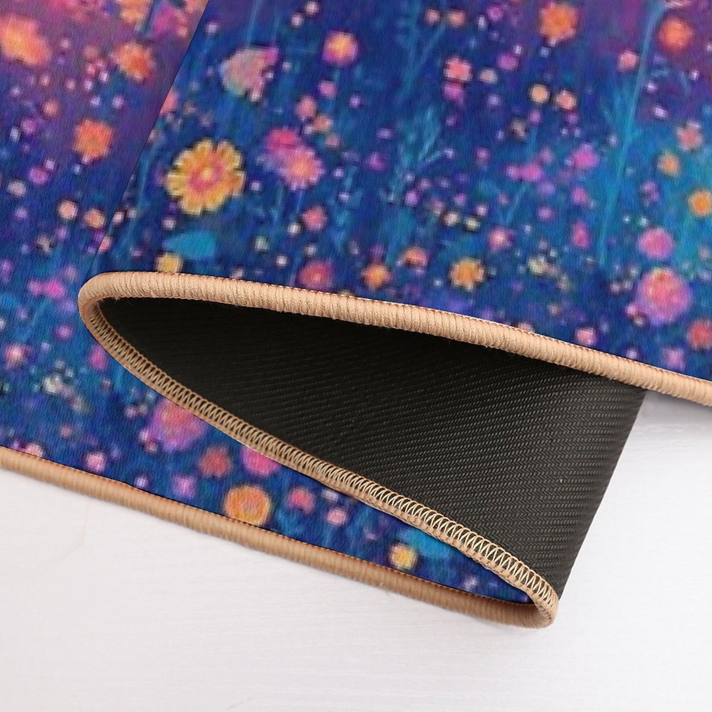 Field of Neon Cosmic Wildflowers Non-Slip Bath Mat