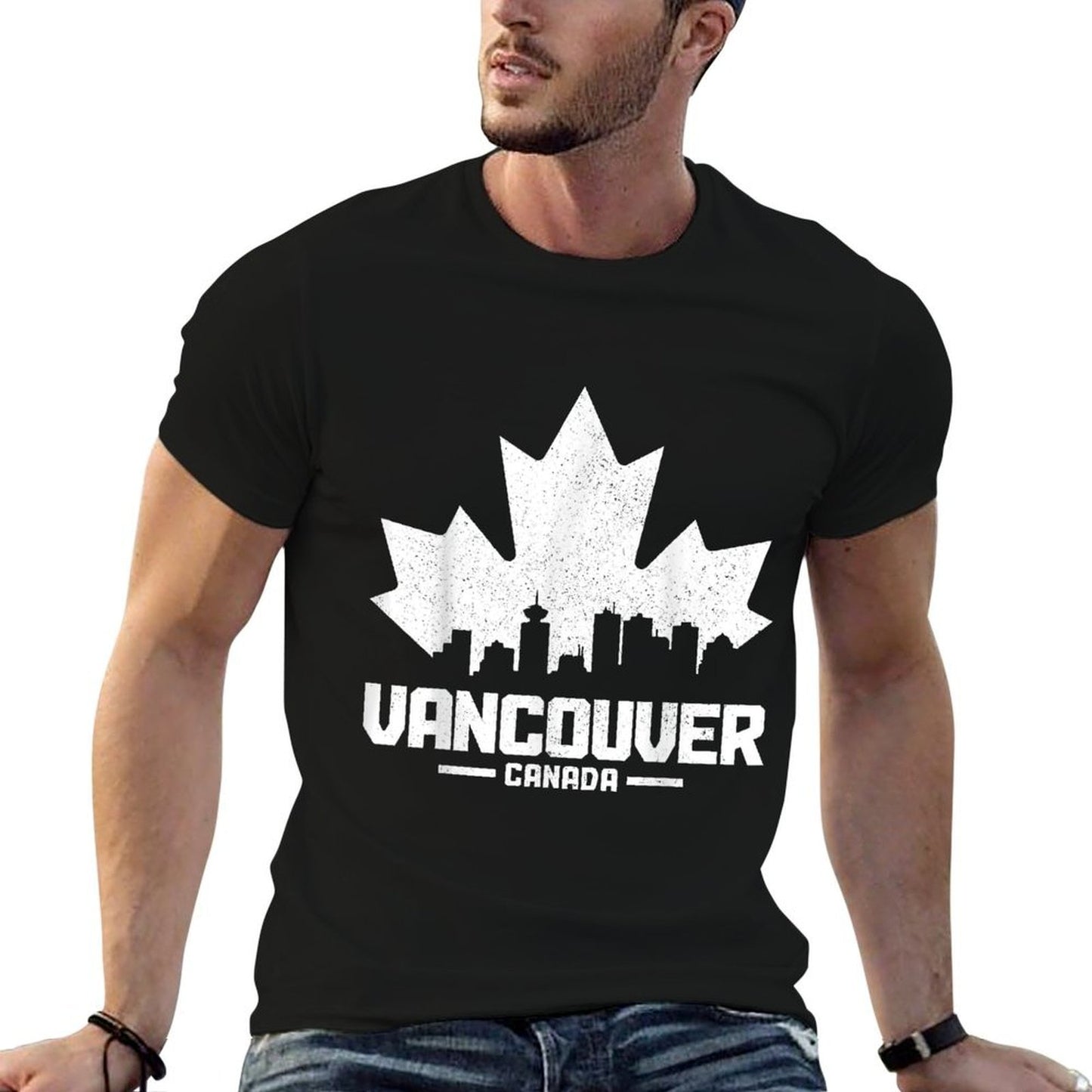 Vancouver BC Canada Maple Leaf Canadian Skyline Durable T-Shirt
