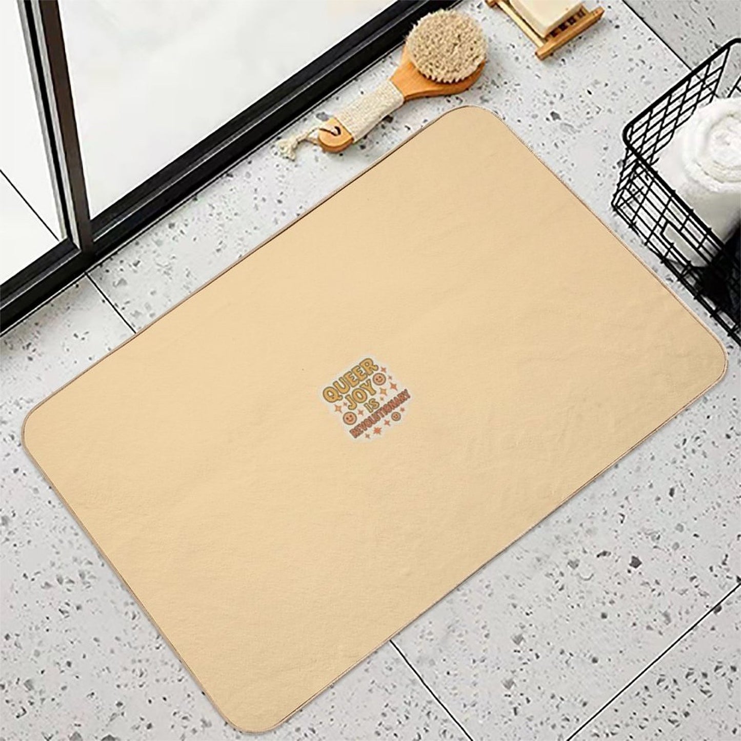 Queer Joy Is Revolutionary – Retro Pride Sticker Odorless Bath Mat