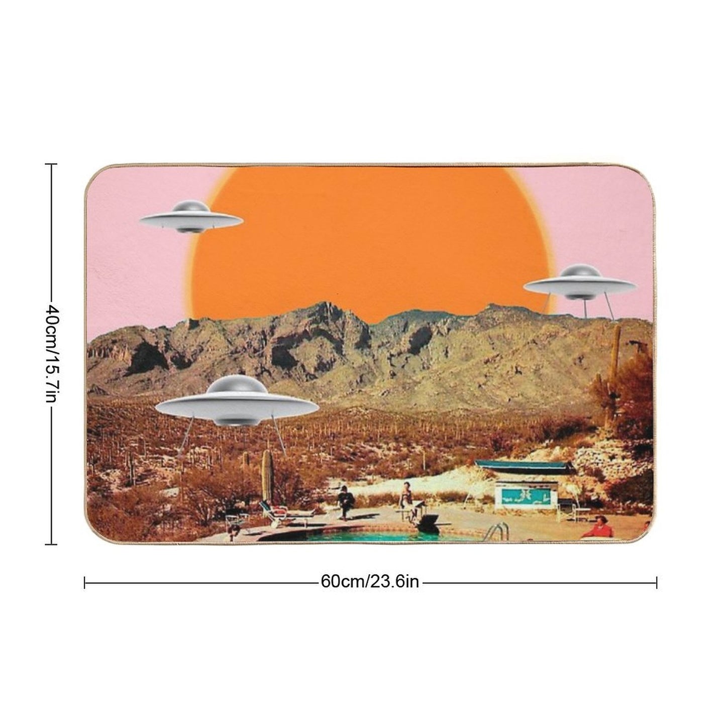 They've Arrived! UFOs Landing in The Desert Rapid-Drying Bath Mat