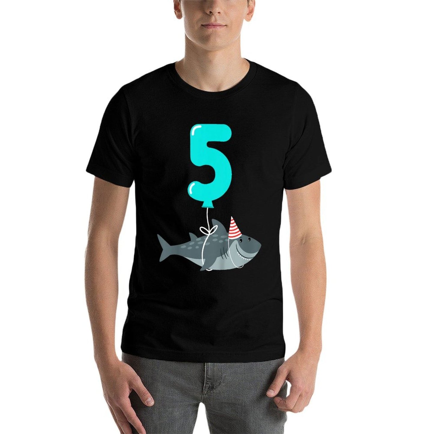 5th Birthday Shark Cute 5 Year Old Shark Gift Odor-resistant T-Shirt