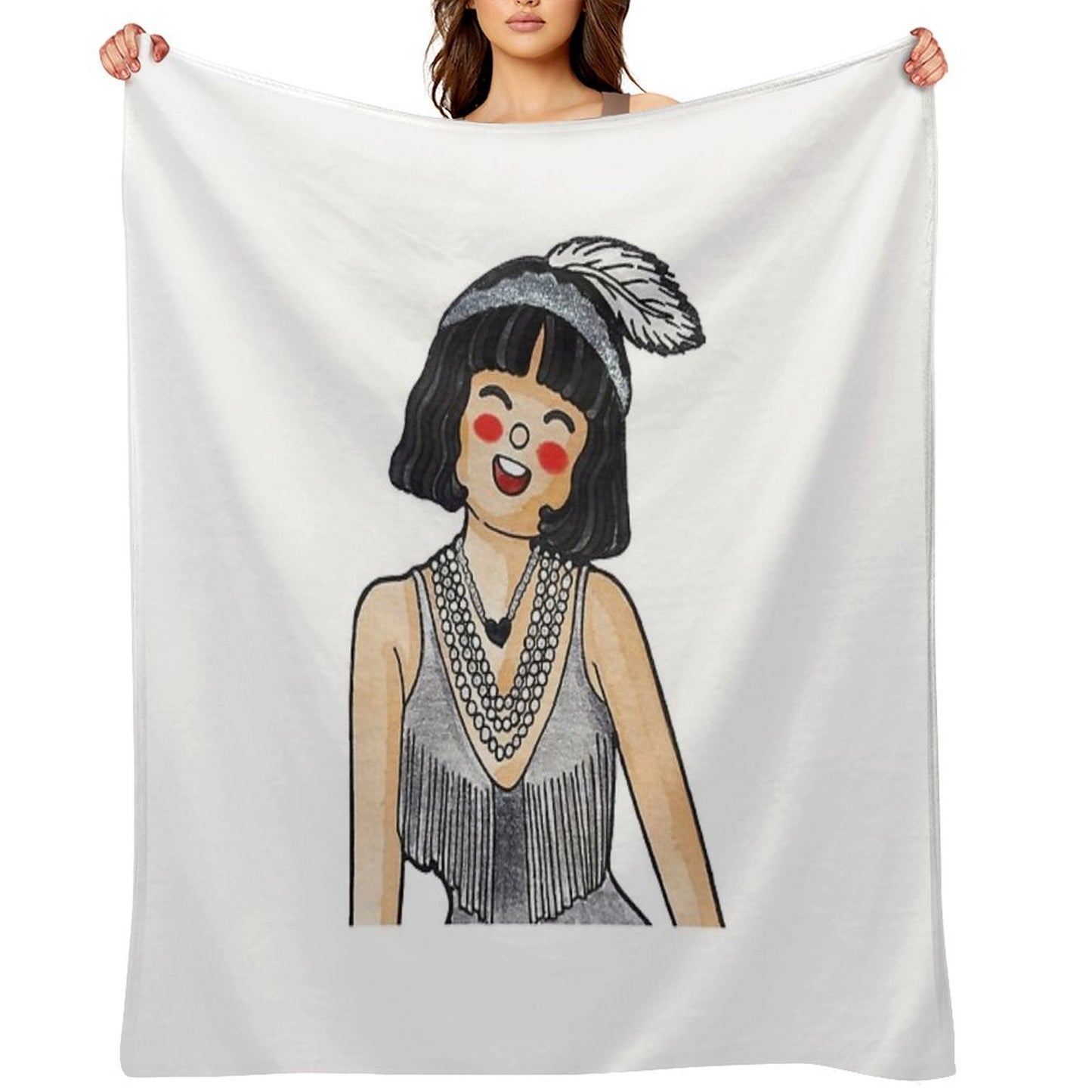 Showgirl – Cartoon Watercolor Art Easy Care Throw Blanket