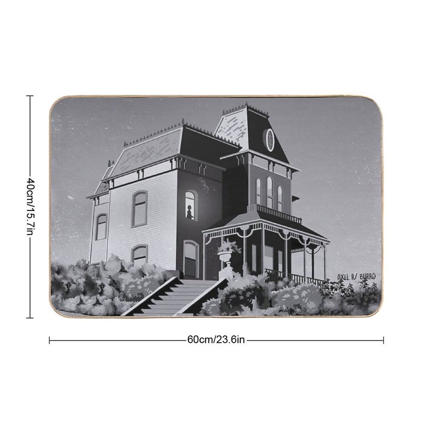 Alfred Hitchcock's Psycho Illustration by Burroi Long-Lasting Bath Mat