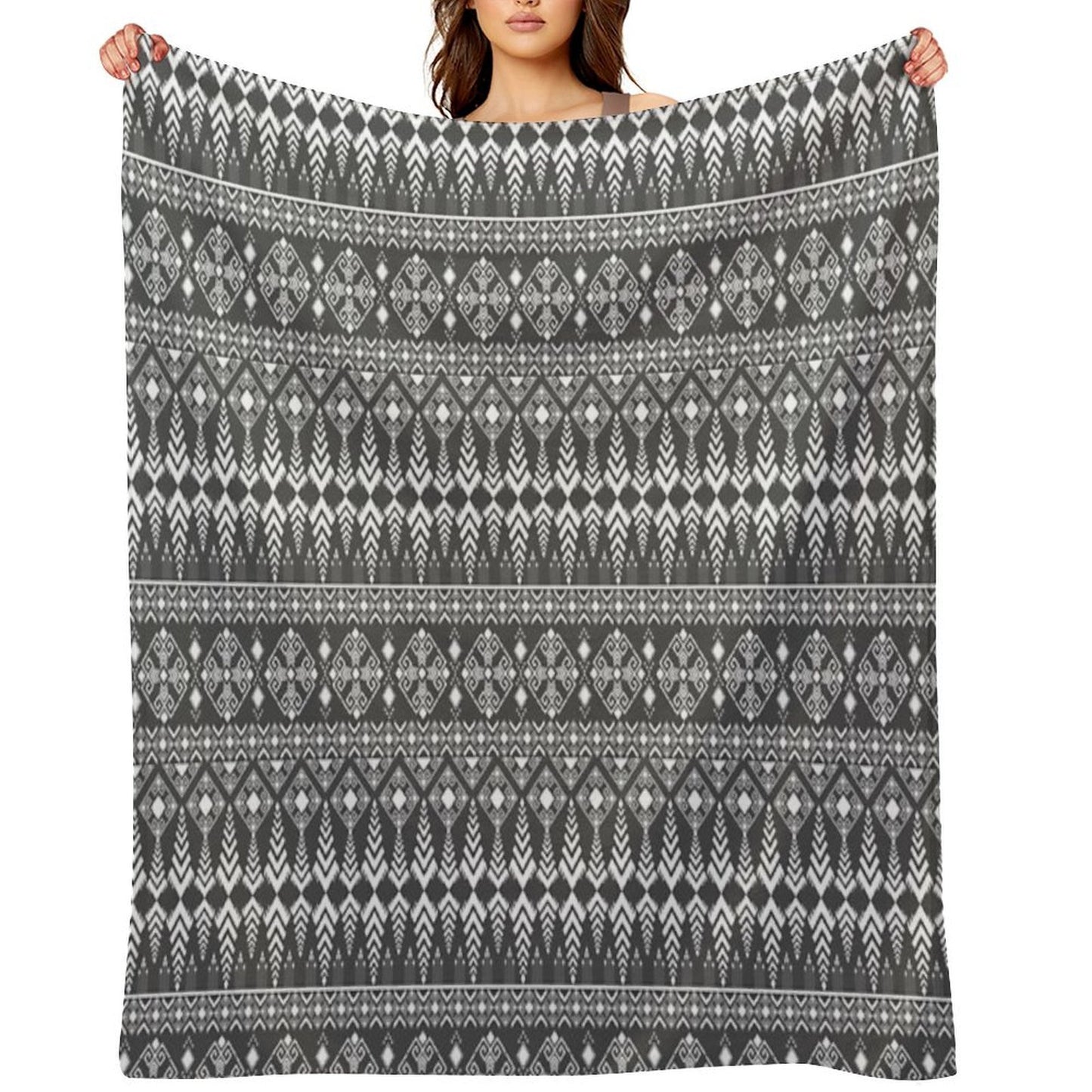 Abstract Geometric Pattern on Gray Background Premium Throw Blanket