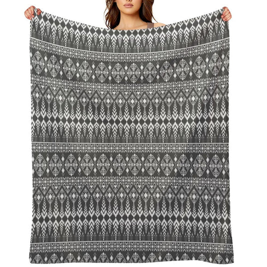 Abstract Geometric Pattern on Gray Background Premium Throw Blanket