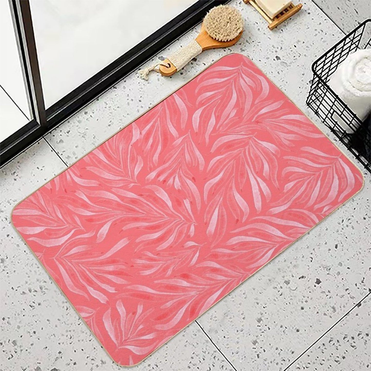 Coral Pink Dirt-Trapping Bath Mat