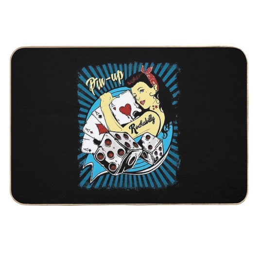 Rockabilly Pin Up Girl Vintage 1950s Sock Hop Rock And Roll  Eco-Friendly Bath Mat