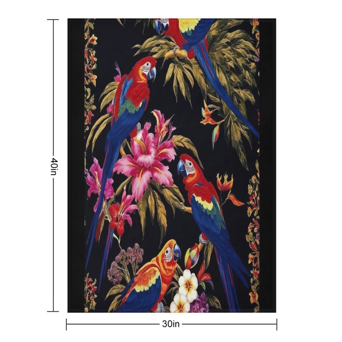 Floral Pattern The Macaw Mystique Durable Throw Blanket