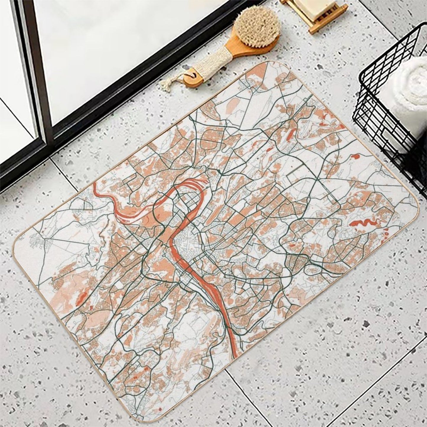 Prague City Map of Czech Republic - Bohemian Odorless Bath Mat
