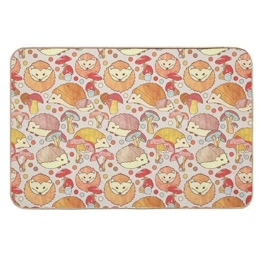 Woodland Hedgehogs - A Pattern in Soft Neutrals  Multi-Purpose Bath Mat