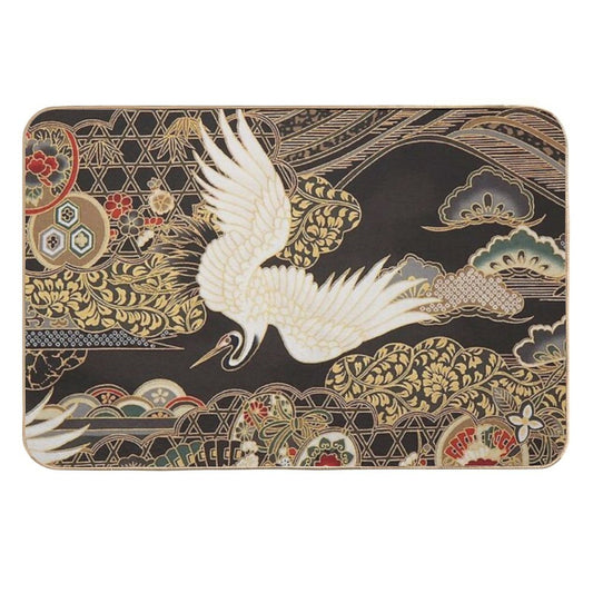 VintageJapanese Cranes Gold And Black  Slip-Resistant Bath Mat