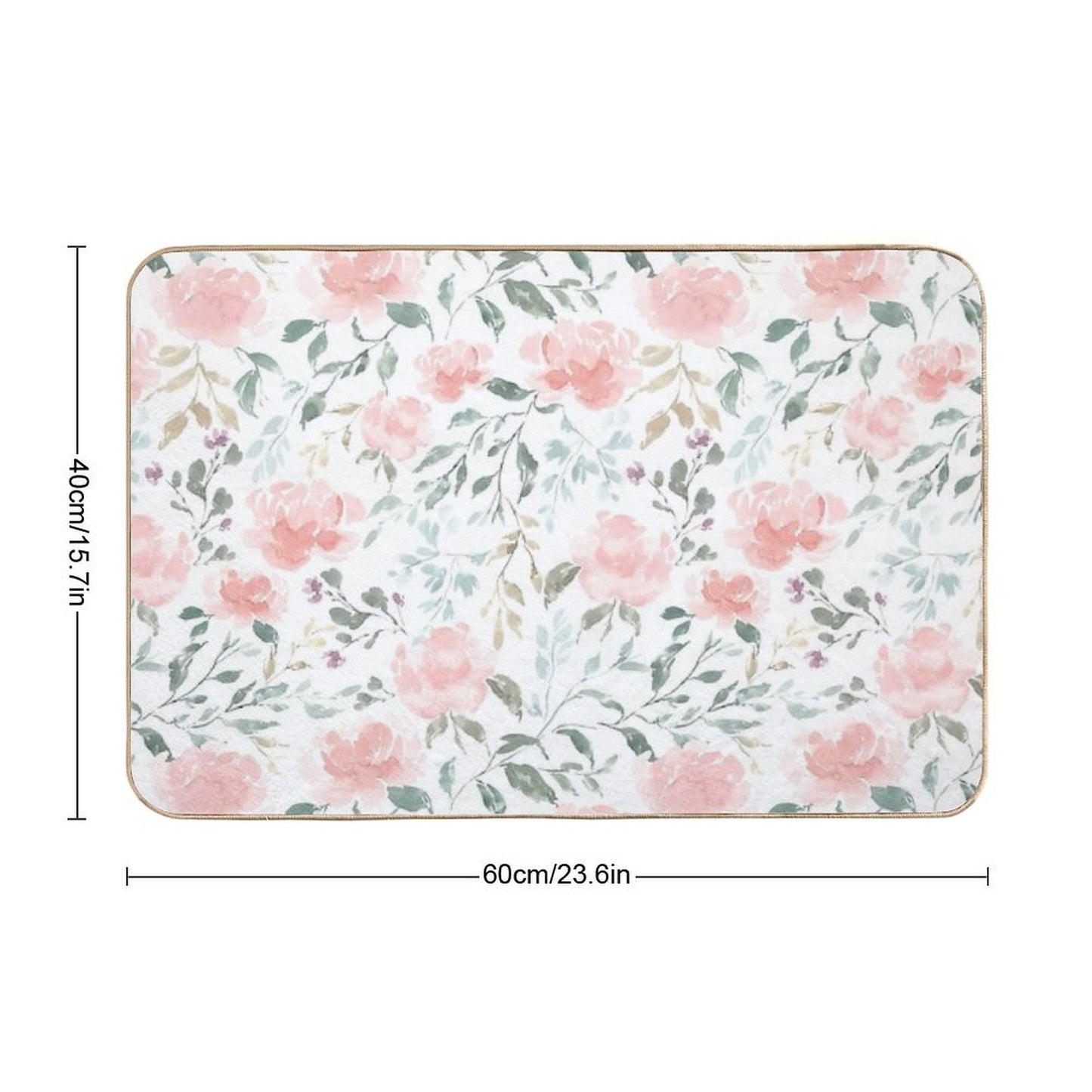 Watercolor Peonies And Delicate Leaves - Hand Painted Anti-Trip Bath Mat